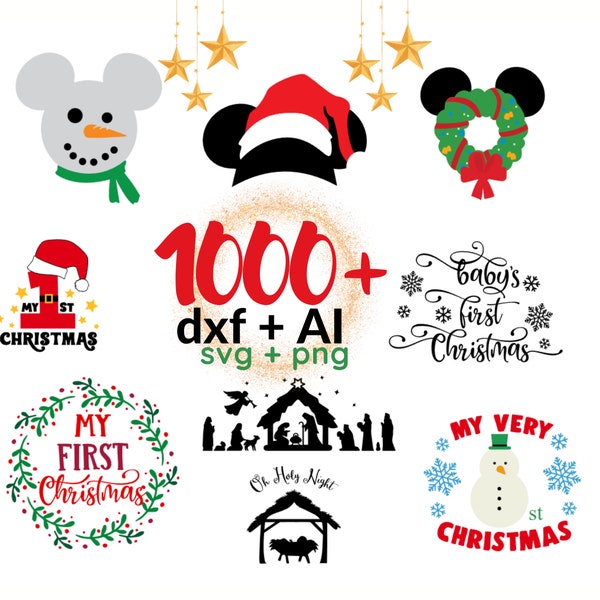 1000+ Christmas svg with free surprise mega bundle, Cricut & Silhouette usable png dxf, Digital download Darth vader, mickey, minnie, santa