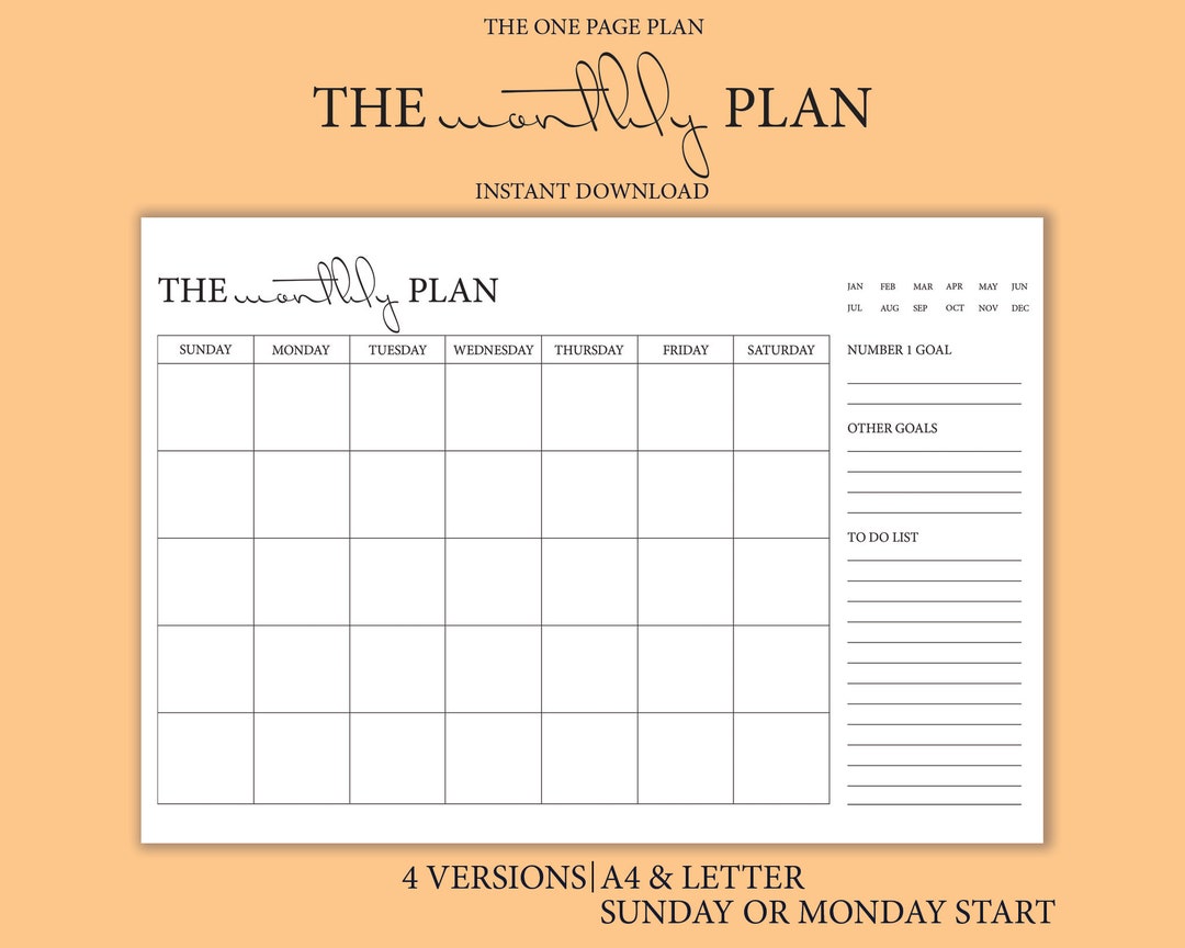 The Monthly Plan Digital Planner Monthly Planner iPad Etsy