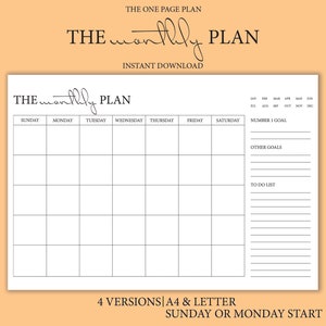 The Monthly Plan, Digital Planner, Monthly Planner, iPad Planner, Schedule, Notability Planner, Downloadable, Printable