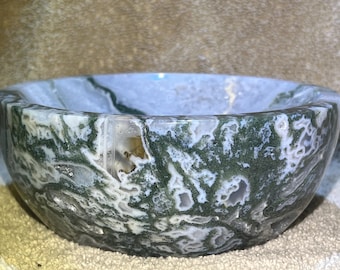 XXL Moss Agate Bowl / Dish - HIGH QUALITY - 2 Lbs. 9.7 oz or 1183g!