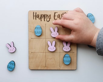 Easter Tic Tac Toe, Non Candy Easter Basket Stuffer, Easter Basket Filler, Easter Gift For Kids Or Grand Kids, Wooden Game For Girls Or Boys