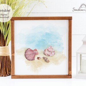 Seashells Watercolor Beach Art Print: Coastal Decor (Digital Download)