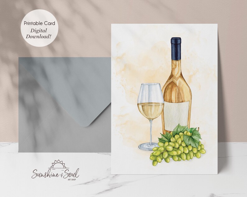 Printable Wine 3-card Greeting Bundle, Wine Series Blank Card ...