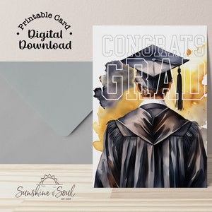 Carte de félicitations pour l'obtention du diplôme (garçon), carte imprimable, téléchargement numérique instantané