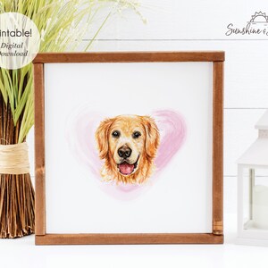 Golden Retriever Dog Wall Art Download, Simple Dog Wall Art Instant Digital Download