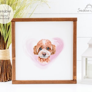 Golden Doodle Dog Art Print: Minimalist Puppy Portrait (Digital Download)