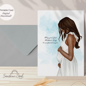 Expecting Mother, Happy First Mother&#39;s Day Card, Printable Watercolor Card, Instant Download