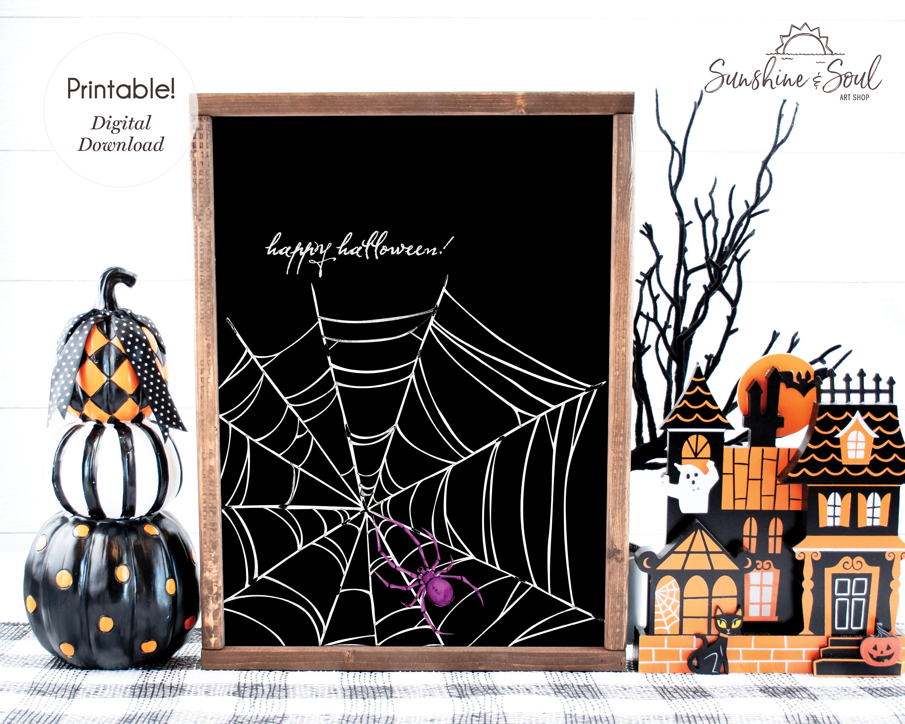 Happy Halloween Wall Art Spider  Wall Decor Halloween Etsy