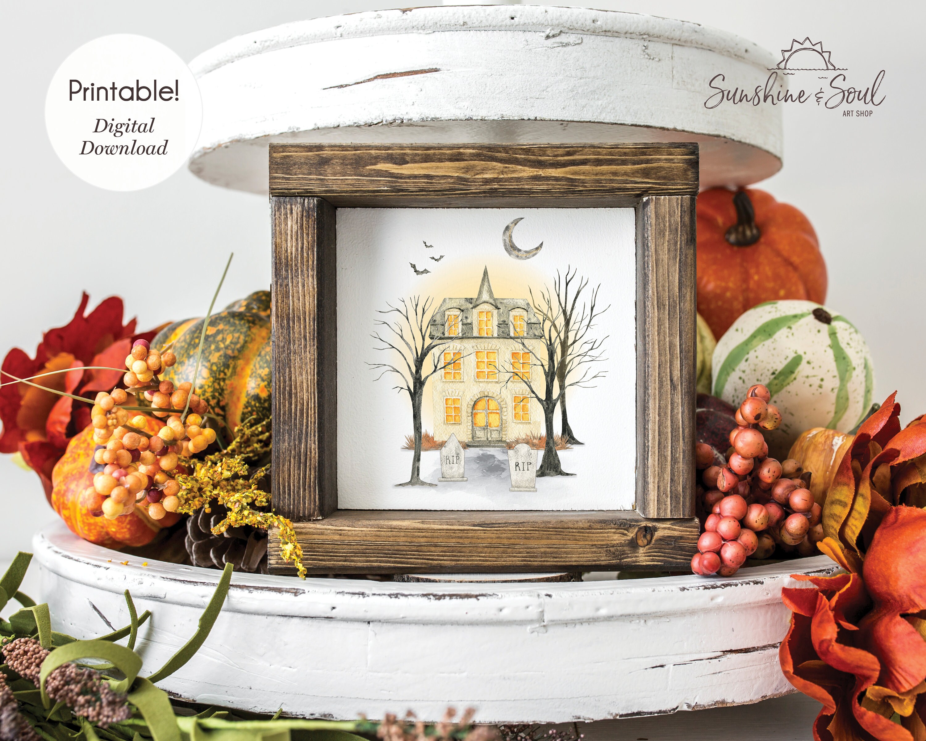 Haunted House Halloween Decor Printable Wall Art - Etsy