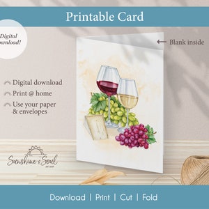 Printable Wine 3-card Greeting Bundle, Wine Series Blank Card ...