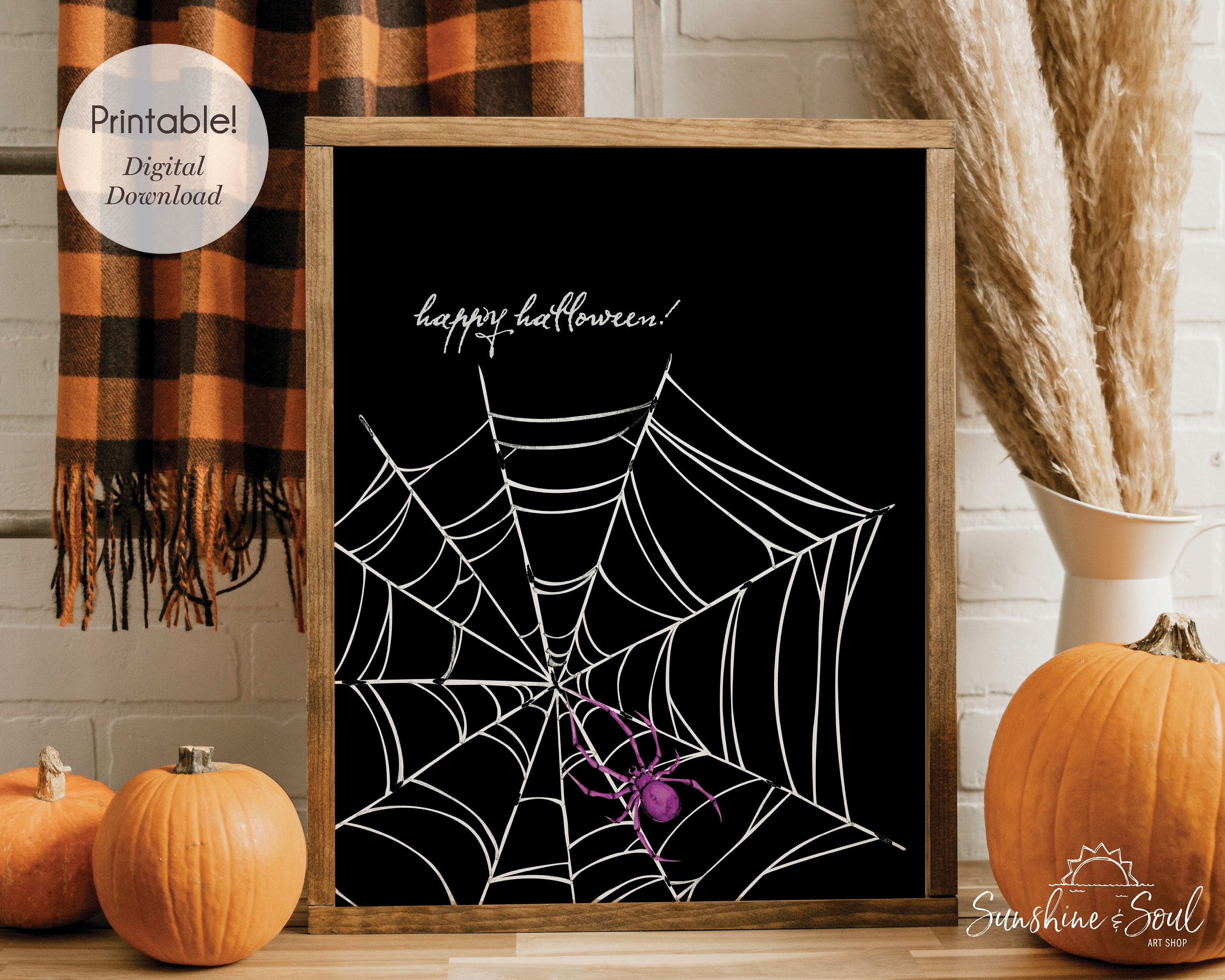 Happy Halloween Wall Art Spider  Wall Decor Halloween Etsy