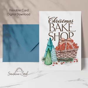 Christmas Bake Shop, Holiday Gingerbread Card Printable (digital download)