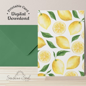 Printable Lemon Notecard with Bonus Digital Text Stamps (Digital Download)
