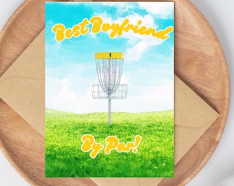 Carte de petit ami de disc golf : voeux de joyeux anniversaire (PDF imprimable)