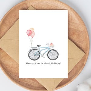 Tenha um bom cartão de aniversário de Wheelie | Cartão de felicitações para impressão | Cartão de aniversário de bicicleta | Cartão de bicicleta | Presente para fanático por bicicleta