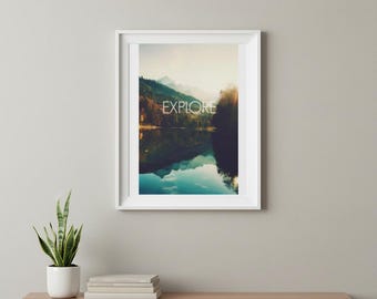 Explore Nature Print: Mountain Lake Wall Art (Digital Download)