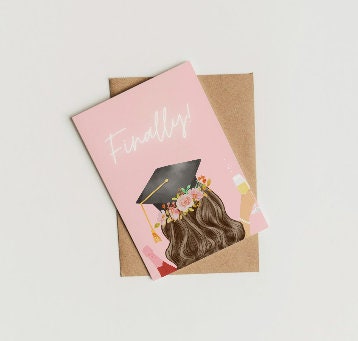 Cute Printable Graduation Card, Finally Graduation Card for Her, Cute ...