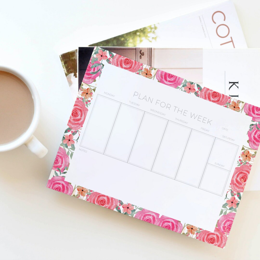 Printable Floral Weekly Planner, Weekly Planner, Cute Flower Planner ...