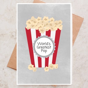 La plus grande carte de fête des pères pop-corn du monde, carte de fête des pères drôle imprimable, cadeau pour papa, carte imprimable bricolage pour papa