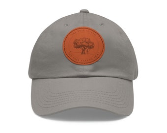 The Tree Giveth Disc Golf Hat: Leather Patch Twill Cap