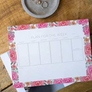 Printable Floral Weekly Planner, Weekly Planner, Cute Flower Planner, Desk Planner