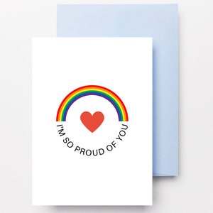 Je suis si fier de toi carte, carte de voeux Rainbow Pride, carte de fierté mignonne, carte bricolage imprimable, impression à la maison