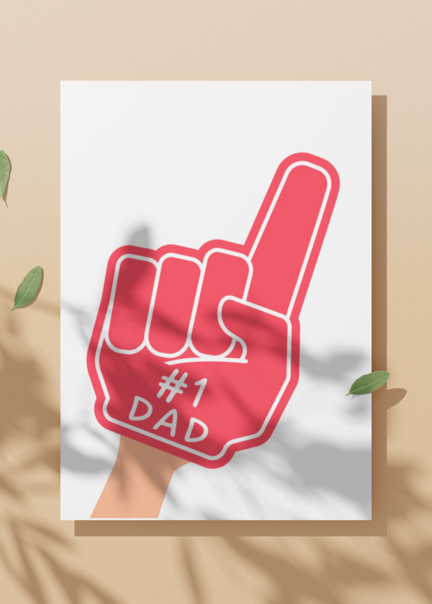 Father's Day Card for Dad, #1 Fan Foam Finger Printable Card for Father's Day, Cute Sports Fan Father's Day Card, Printable Card for Dad