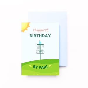 Tarjeta de cumpleaños de disc golf imprimible, tarjeta de cumpleaños para disc golfista, descarga digital instantánea, ¡el más feliz cumpleaños por Par!