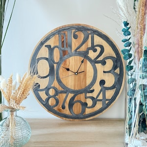 Horloge artisanale 41cm Bois et Résine Décoration murale Originale Moderne France image 1