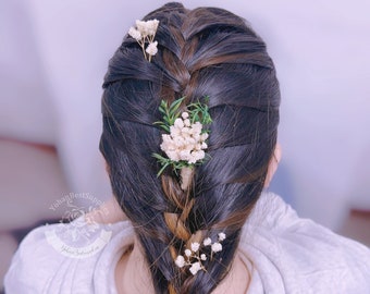 Épingle à cheveux fleurs séchées, épingles à cheveux fleurs véritables, épingles à cheveux de mariage fleurs romantiques, accessoires de mariée bohèmes, bandeau pour mariée pinces à cheveux bohèmes