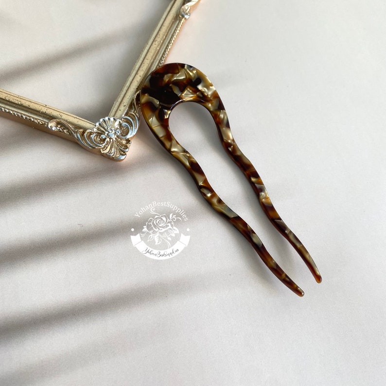 Vintage Leopard Hairpins,Acetate Hairpins,Hair Clips for Thick Thin Hair,French U Pin,Minimalist Hair Stick,Womens Hair Accessory,Gifts zdjęcie 7