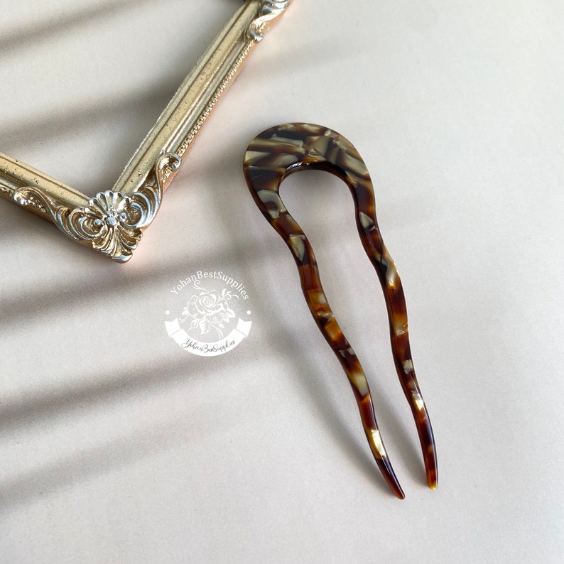 Vintage Leopard Hairpins,Acetate Hairpins,Hair Clips for Thick Thin Hair,French U Pin,Minimalist Hair Stick,Womens Hair Accessory,Gifts zdjęcie 5