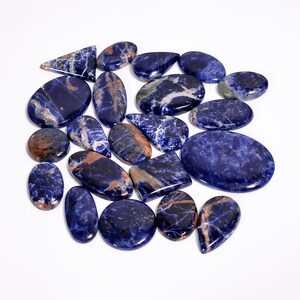 Pedra preciosa de sodalita, pedra de sodalita natural, lote de atacado cabochão de sodalita, cristal de sodalita azul, pedra para fazer joias, presente para ela