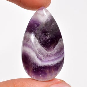 Natural Chevron Amethyst Cabochon, Loose Gemstone Pear Shape Chevron Amethyst 33X19X7 mm 32 Carat Amethyst Gemstone For Making Jewelry