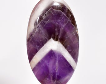 Natural Chevron Amethyst Cabochon, Loose Gemstone Oval Shape Chevron Amethyst  41X23X7 mm 53 Carat Amethyst Gemstone For Making Jewelry