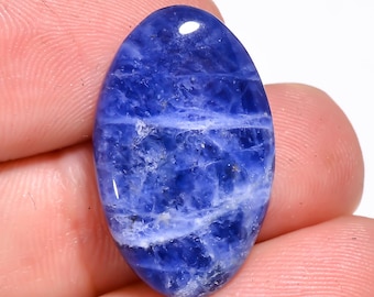 Natural Sodalite Gemstone Blue Sodalite Cabochon Loose Gemstone 24X14X5 mm 12 Carat Top Grade Oval Shape Sodalite Jewelry Making Stone