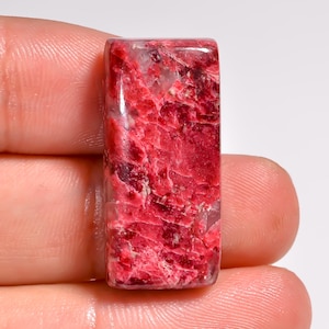 Natural Pink Thulite Gemstone, Radiant Shape Pink Thulite Cabochon Loose Stone 29X13X7 mm 35 Carat Thulite Crystal Gift For Her Pink Thulite