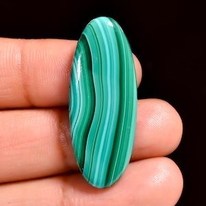 Natural Malachite Gemstone, Oval Shape Malachite, Loose Gemstone 34X14X5 mm 28 Carat Malachite Birthstone, Gift For Her Malachite Cabochon