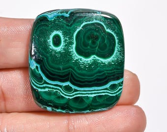 Natural Chrysocolla Malachite Cabochon Loose Gemstone Radiant Shape Malachite Chrysocolla Crystal Stone 34X31X6 mm Malachite Chrysocolla