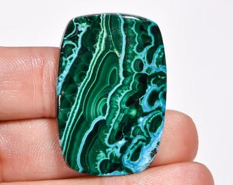 Natural Chrysocolla Malachite Cabochon Loose Gemstone Radiant Shape Malachite Chrysocolla Crystal Stone 35X24X5 mm Malachite Chrysocolla