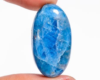 Apatita azul neon natural, cristal de apatita oval, pedra preciosa solta, 29 x 15 x 7 mm, apatita de 38 quilates para fazer joias, presente para ela
