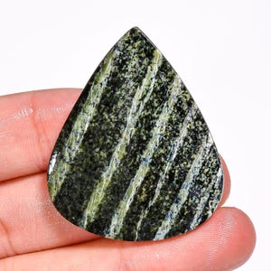 Natural Green Swiss Opal Gemstone, Pear Shape Green Swiss Opal Cabochon Loose 40X33X5 mm 46 Carat Green Swiss Opal Crystals Gift For Her