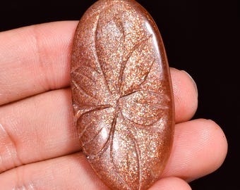 Natural Sunstone Gemstone, Oval Shape Sunstone Loose Cabochon Stone 44X22X4 mm 50 Carat Sunstone Crystal, Gift For Her Jewelry Making Stone