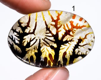 Multi Color Doublet Dentritic Agate Gemstone Oval Shape Dentritic Quartz Cabochon Man Made Scenic Dendritic Agate Stone For Making Jewelry