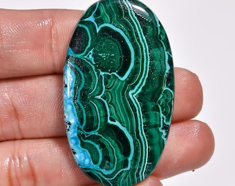 Natural Chrysocolla Malachite Cabochon Loose Gemstone Oval Shape Malachite Chrysocolla Crystal Stone 45X26X5 mm Malachite Chrysocolla