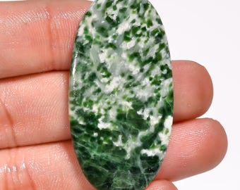 Natural Diopside With Zoisite Cabochon Loose Gemstone Oval Shape Diopside With Zoisite Crystal 49 Crt 45X22X4 mm Zoisite With Diopside Stone