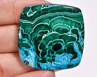 Natural Chrysocolla Malachite Cabochon Loose Gemstone Cushion Shape Malachite Chrysocolla Crystal Stone 36X36X5 mm Malachite Chrysocolla