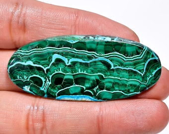 Natural Chrysocolla Malachite Cabochon Loose Gemstone Oval Shape Malachite Chrysocolla Crystal Stone 54X23X5 mm Malachite Chrysocolla