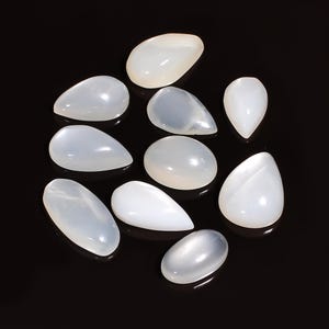 Natural White Moonstone Lot Mix Shape Moonstone Cabochon Loose Stone 14X9 17X10 mm 63 Carat 10 Pieces Lot Moonstone For Making Jewelry