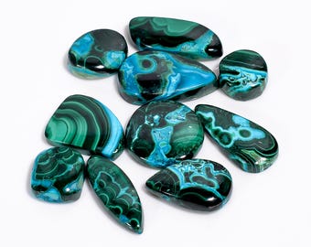 Natural Chrysocolla Malachite Lot Mix Shape Malachite Chrysocolla Gemstone Lot 10 Pieces Lot 11X11 24X11 mm Malachite Chrysocolla Stone